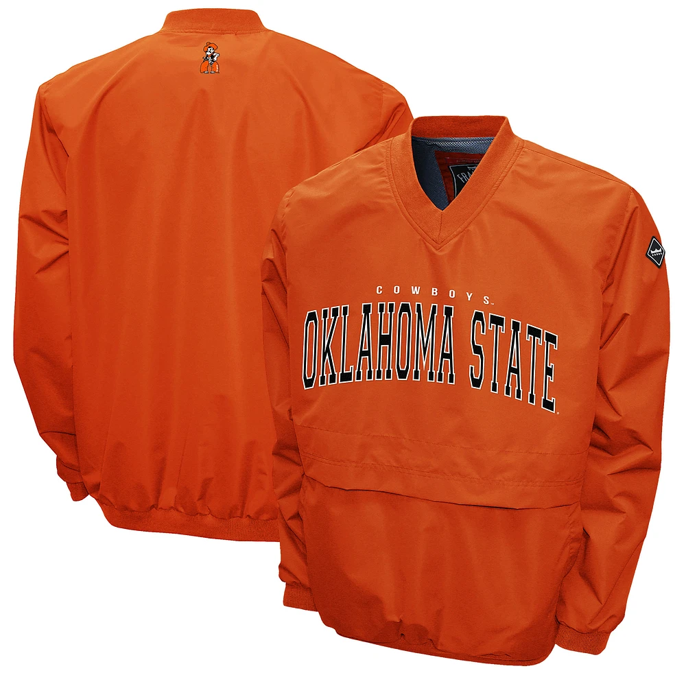 Men's Franchise Club Orange Oklahoma State Cowboys Members Windshell V-Neck Pullover Jacket