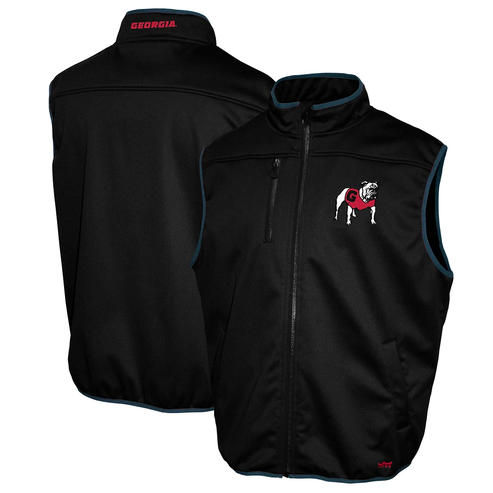 Men's Franchise Club Black Georgia Bulldogs Softshell Full-Zip Vest
