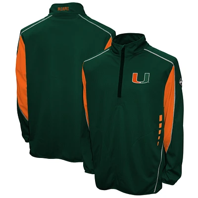 Men's Franchise Club Green Miami Hurricanes Flex Thermatec Quarter-Zip Jacket