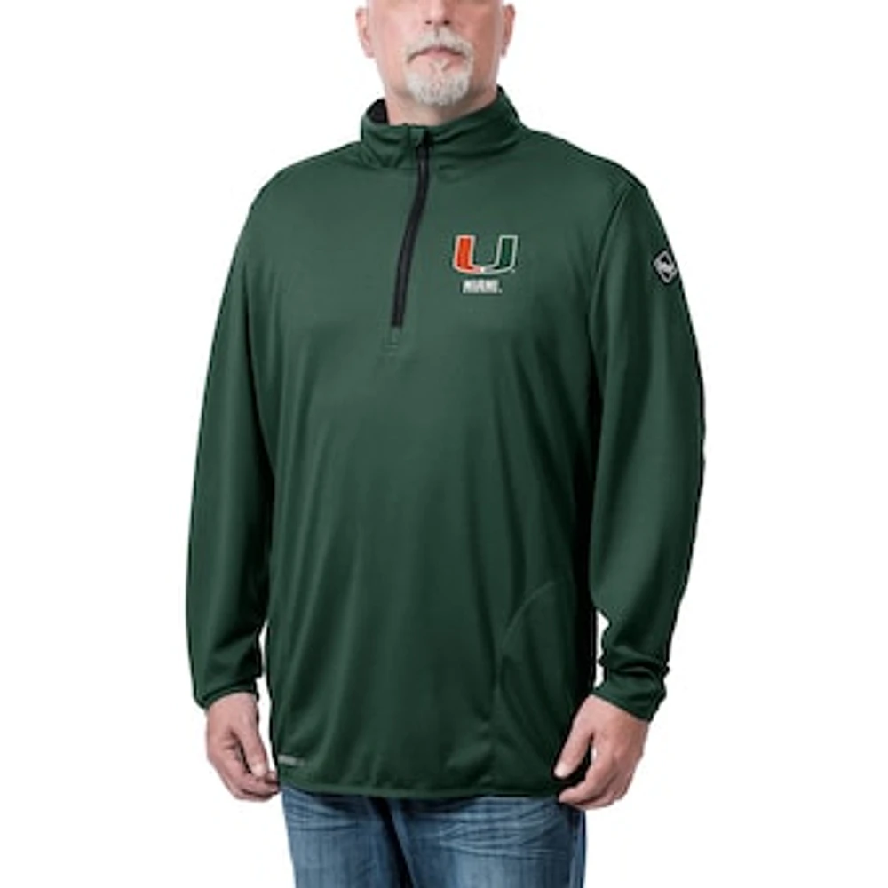 Men's Franchise Club Green Miami Hurricanes Flex Thermatec Team Quarter-Zip Jacket