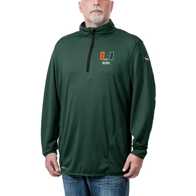 Men's Franchise Club Green Miami Hurricanes Flex Thermatec Team Quarter-Zip Jacket