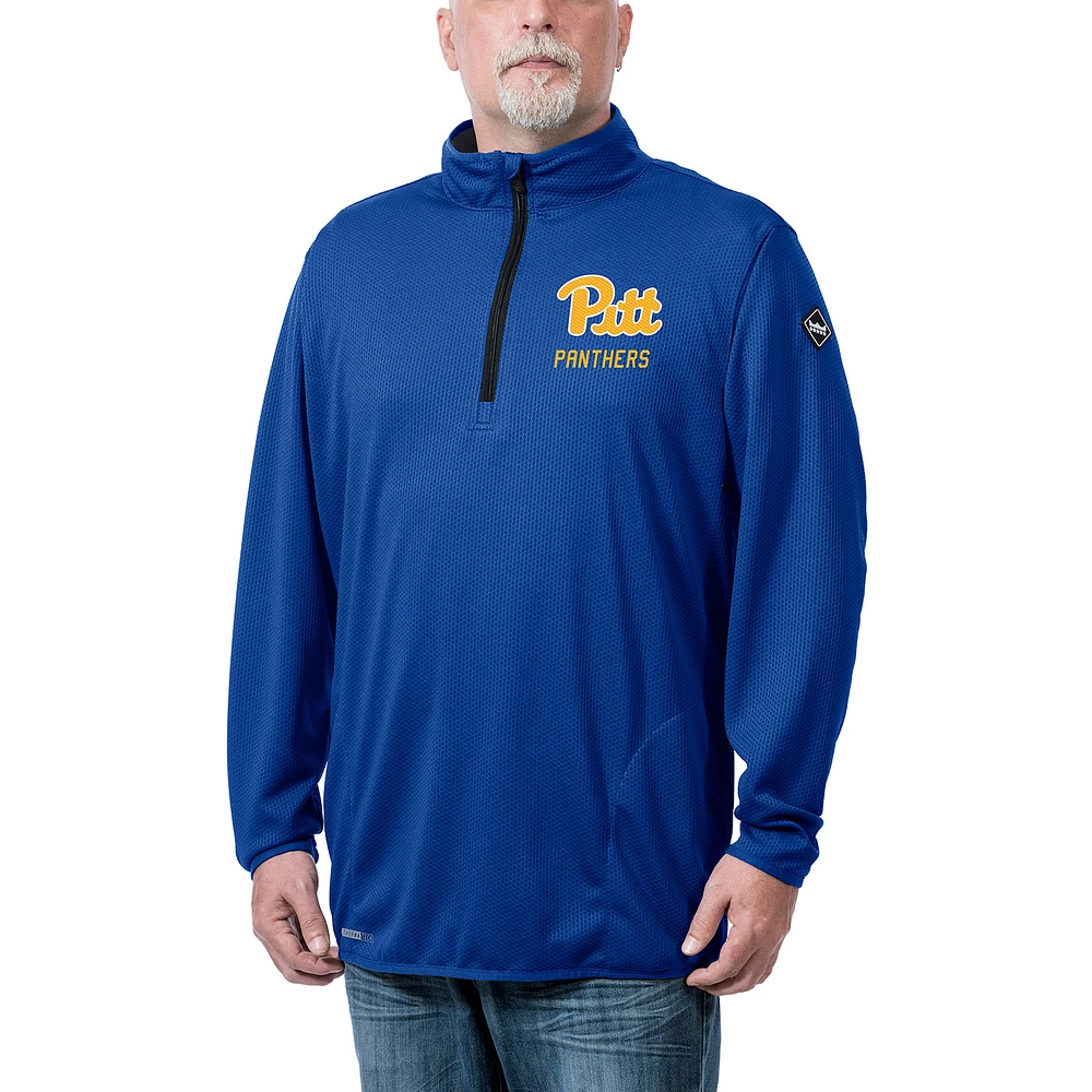 Men's Franchise Club Royal Pitt Panthers Flex Thermatec Team Quarter-Zip Jacket
