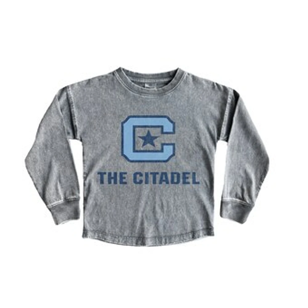 Youth Gameday Couture Gray Citadel Bulldogs Faded Wash Pullover Top