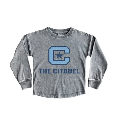 Youth Gameday Couture Gray Citadel Bulldogs Faded Wash Pullover Top