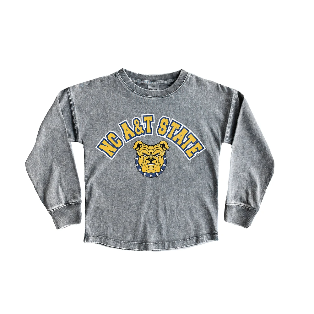 Youth Gameday Couture Gray North Carolina A&T Aggies Faded Wash Pullover Top