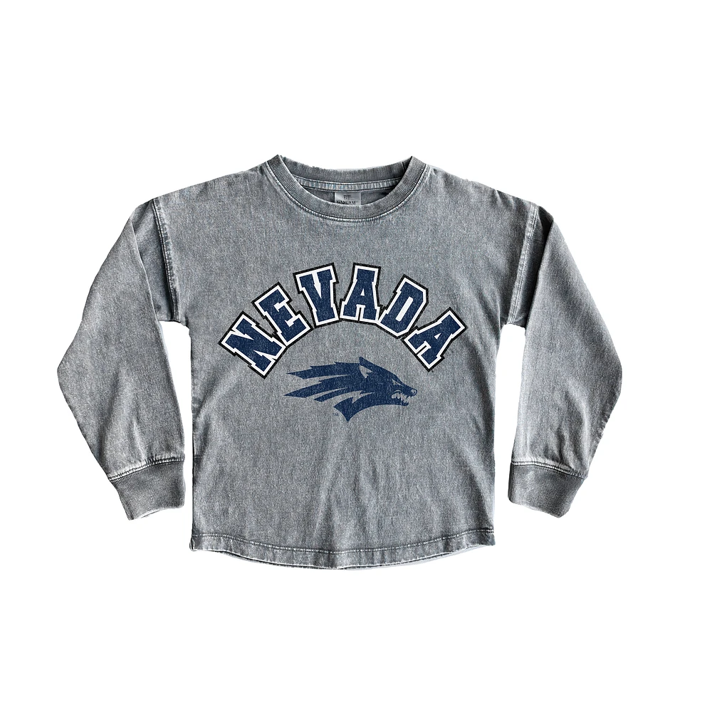 Youth Gameday Couture Gray Nevada Wolf Pack Faded Wash Pullover Top