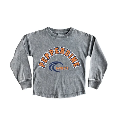 Youth Gameday Couture Gray Pepperdine Waves Faded Wash Pullover Top