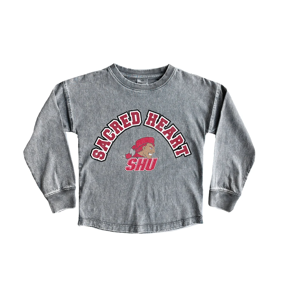 Youth Gameday Couture Gray Sacred Heart Pioneers Faded Wash Pullover Top
