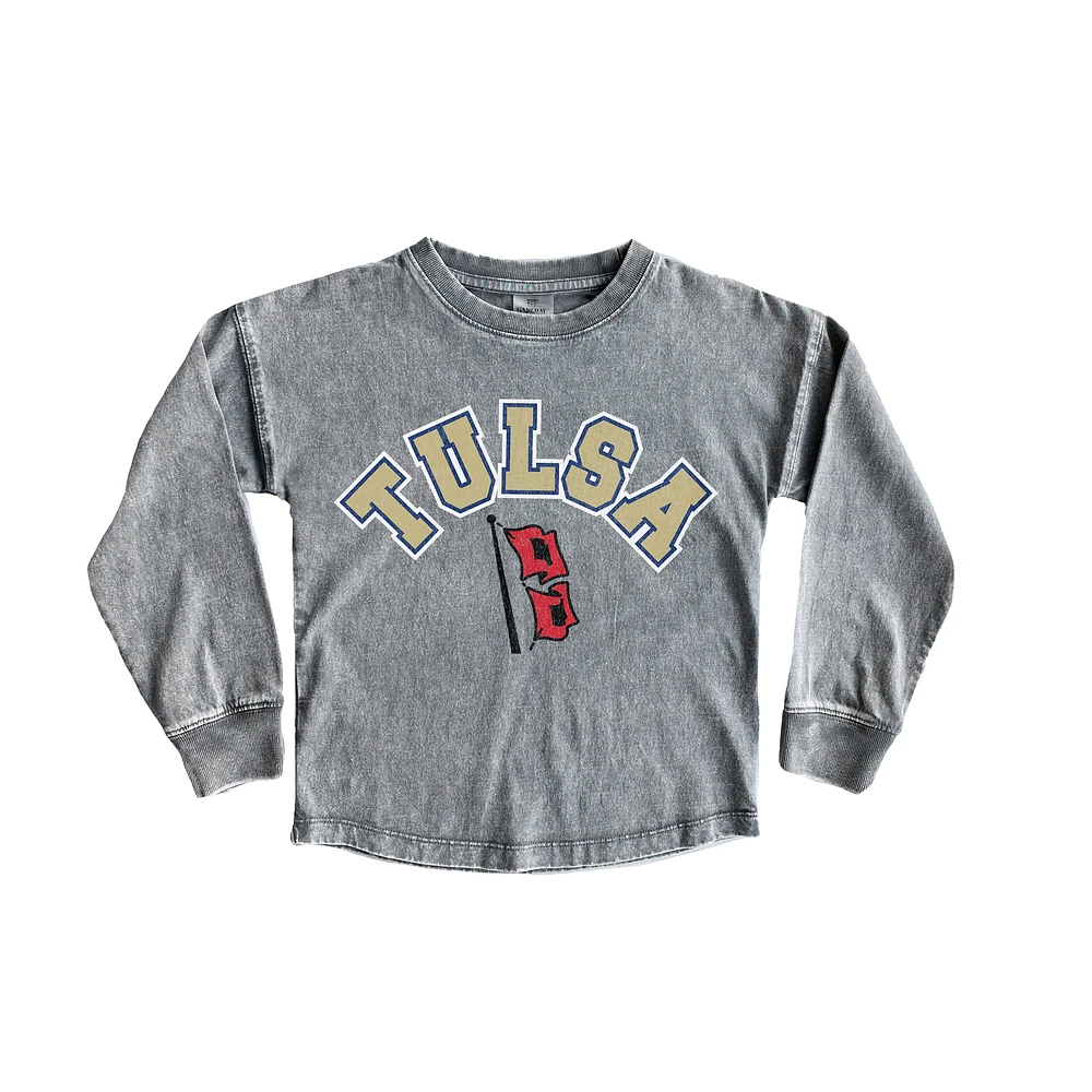 Youth Gameday Couture Gray Tulsa Golden Hurricane Faded Wash Pullover Top