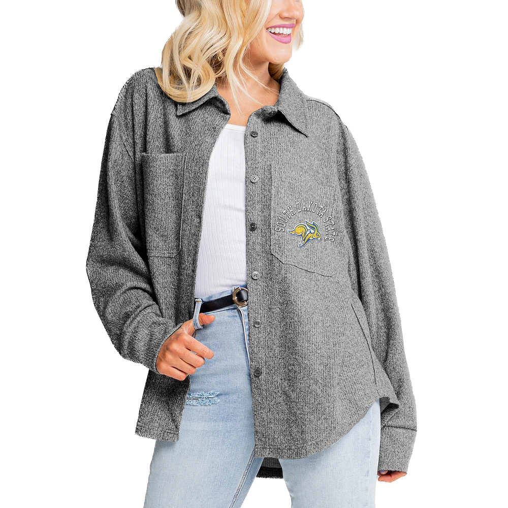 Women's Gameday Couture Gray South Dakota State Jackrabbits Switch It Up Tri-Blend Button-Up Shacket