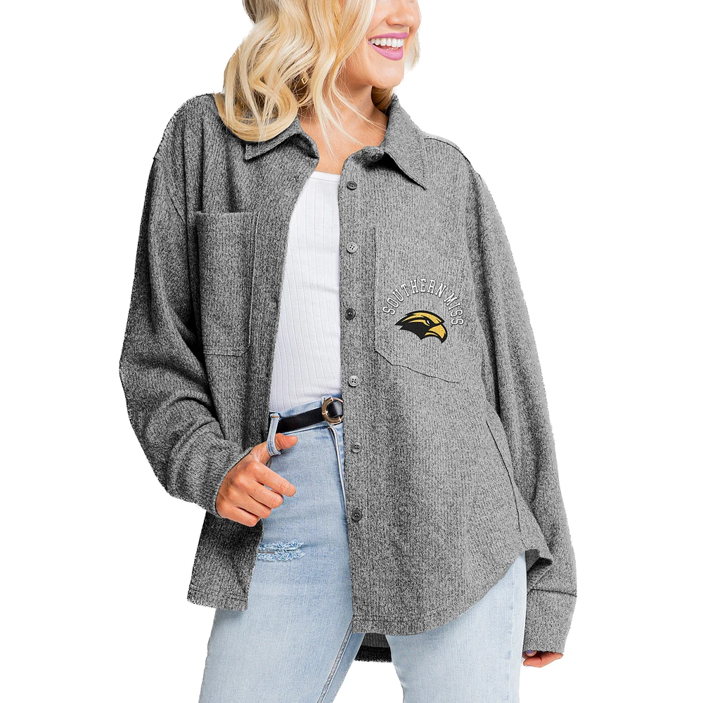 Women's Gameday Couture Gray Southern Miss Golden Eagles Switch It Up Tri-Blend Button-Up Shacket
