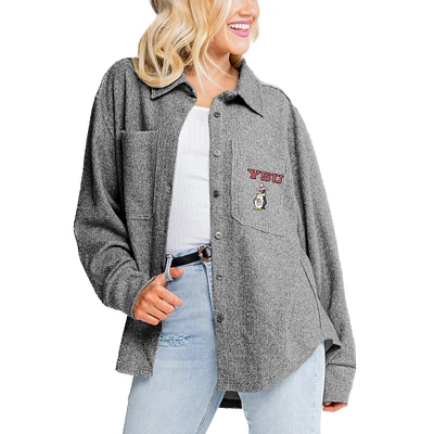 Women's Gameday Couture Gray Youngstown State Penguins Switch It Up Tri-Blend Button-Up Shacket