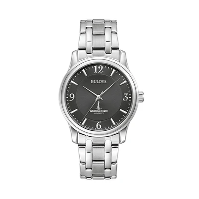 Men's Bulova Black Norfolk State Spartans Stainless Steel Corporate Collection Watch