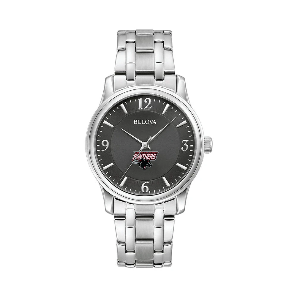 Men's Bulova Black Clark Atlanta University Panthers Stainless Steel Corporate Collection Watch