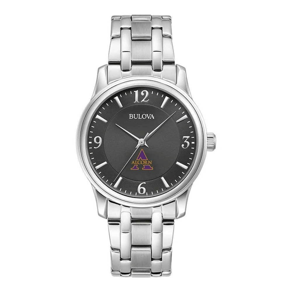Men's Bulova Black Alcorn State Braves Stainless Steel Corporate Collection Watch
