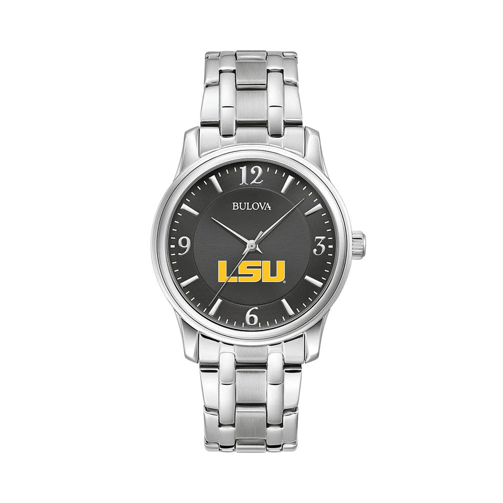 Men's Bulova Black LSU Tigers Stainless Steel Corporate Collection Watch