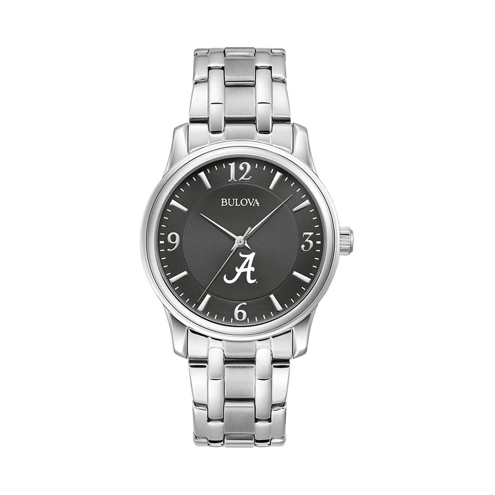 Men's Bulova Black Alabama Crimson Tide Stainless Steel Corporate Collection Watch