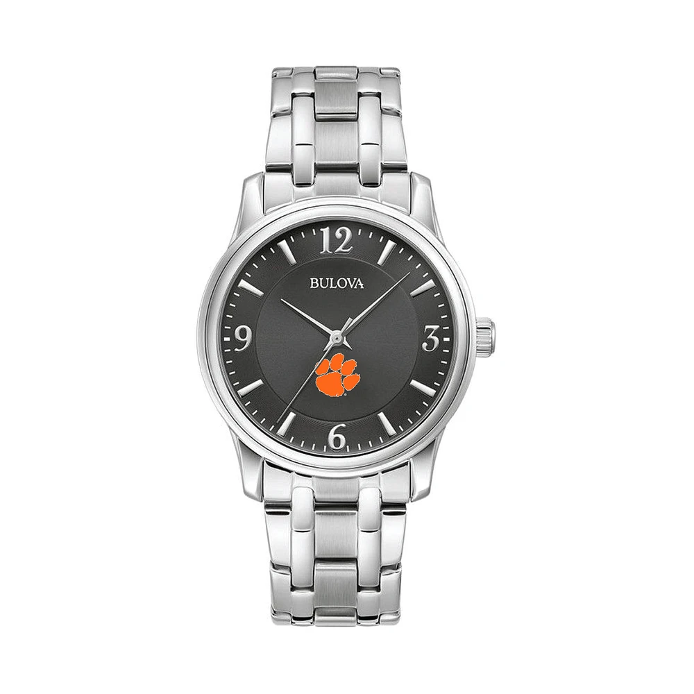 Men's Bulova Black Clemson Tigers Stainless Steel Corporate Collection Watch