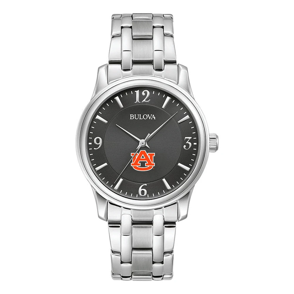 Men's Bulova Black Auburn Tigers Stainless Steel Corporate Collection Watch