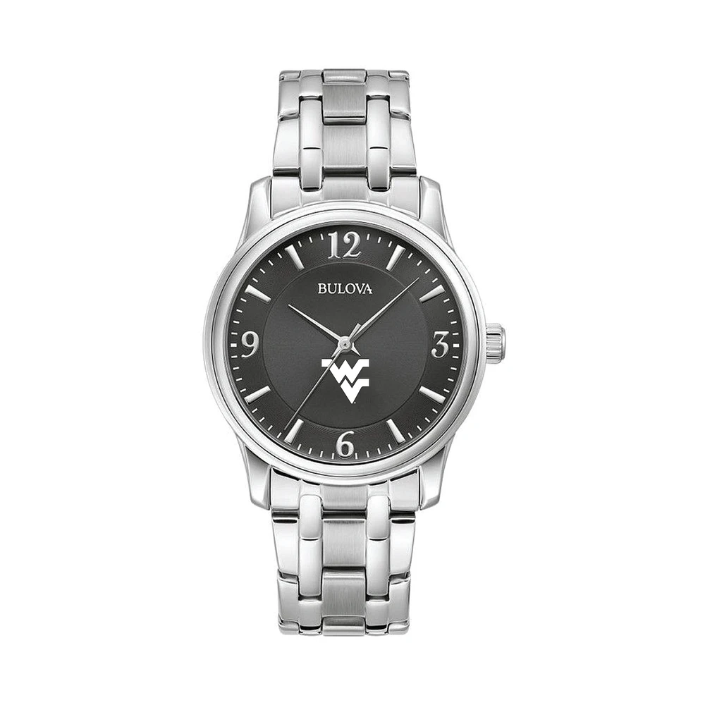 Men's Bulova Black West Virginia Mountaineers Stainless Steel Corporate Collection Watch