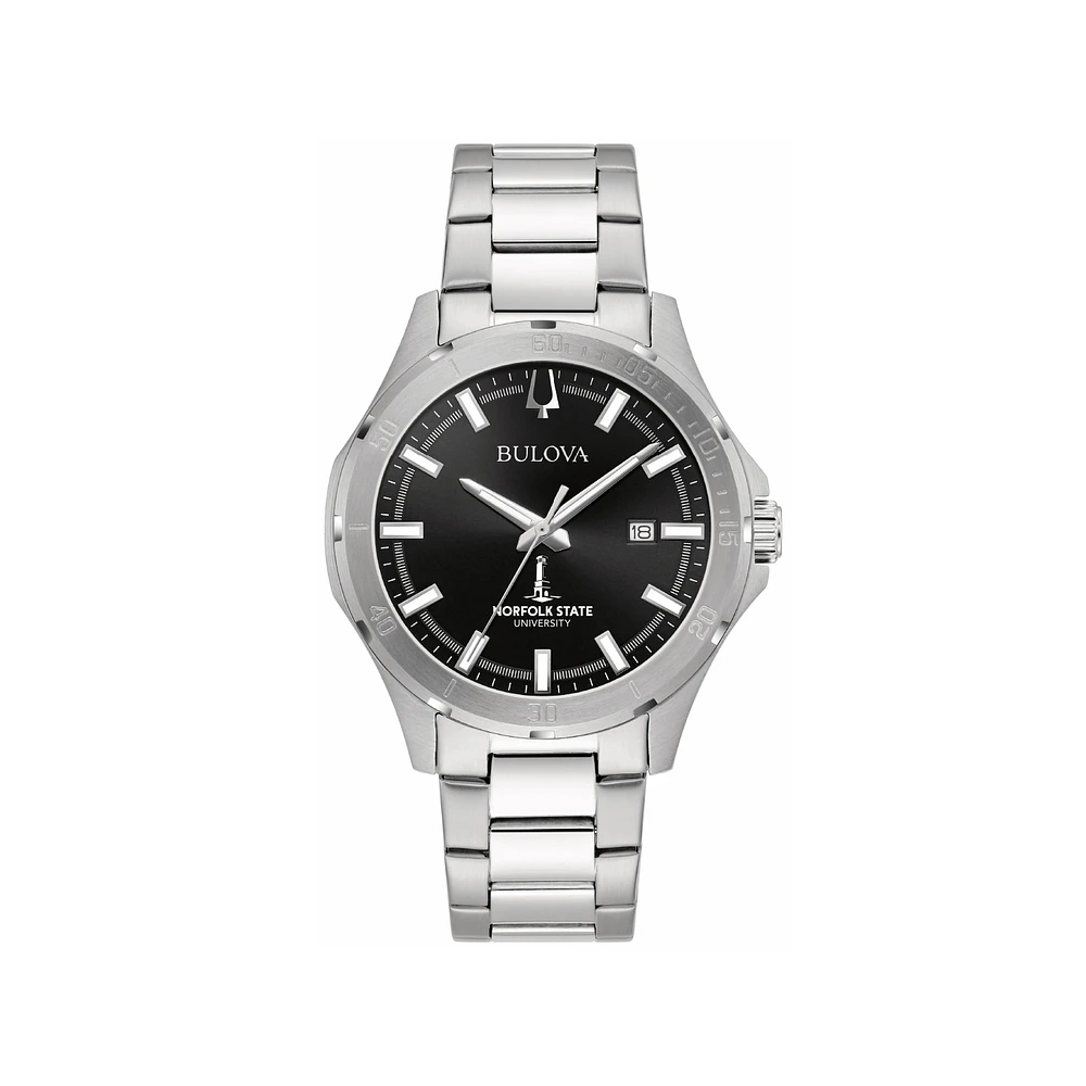 Men's Bulova Black Norfolk State Spartans Stainless Steel Classic Sport Watch