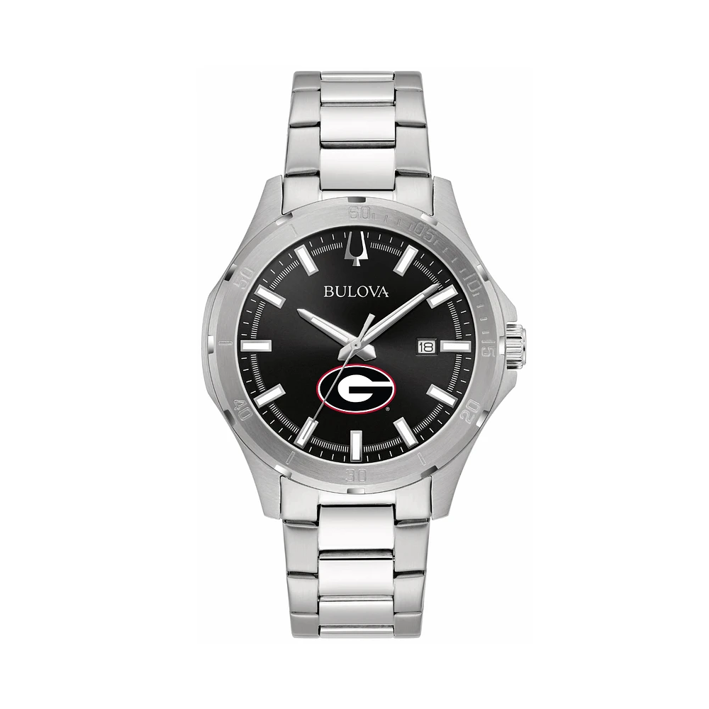 Men's Bulova Black Georgia Bulldogs Stainless Steel Classic Sport Watch