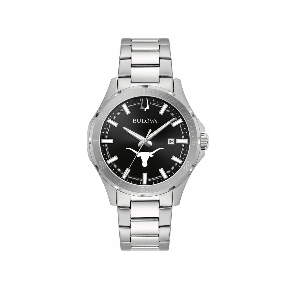 Men's Bulova Black Texas Longhorns Stainless Steel Classic Sport Watch