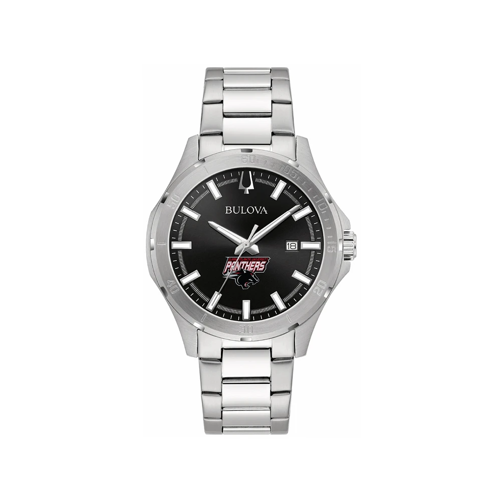 Men's Bulova Black Clark Atlanta University Panthers Stainless Steel Classic Sport Watch