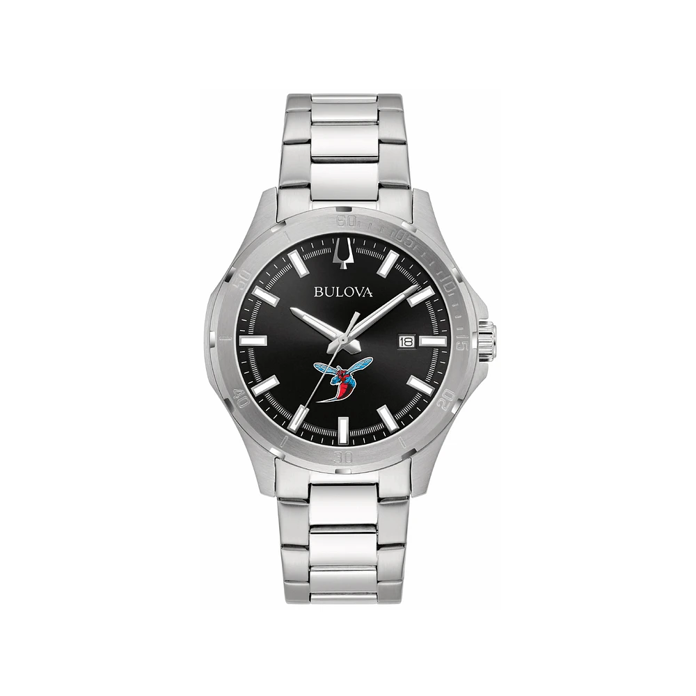Men's Bulova Black Delaware State Hornets Stainless Steel Classic Sport Watch