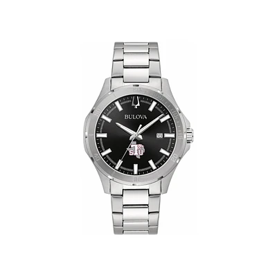 Men's Bulova Black Texas Southern Tigers Stainless Steel Classic Sport Watch