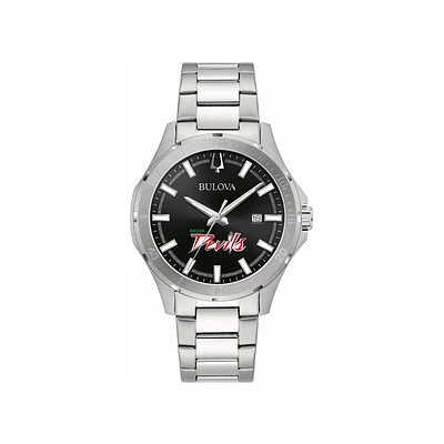 Men's Bulova Black Mississippi Valley State Delta Devils Stainless Steel Classic Sport Watch
