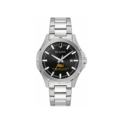 Men's Bulova Black Alabama State Hornets Stainless Steel Classic Sport Watch