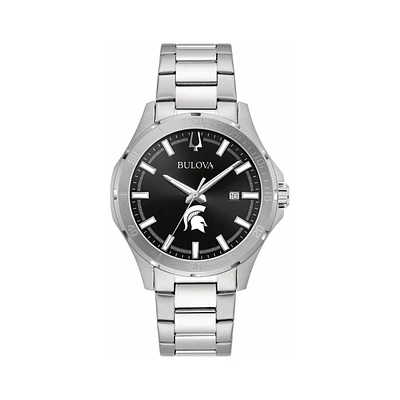 Men's Bulova Black Michigan State Spartans Stainless Steel Classic Sport Watch