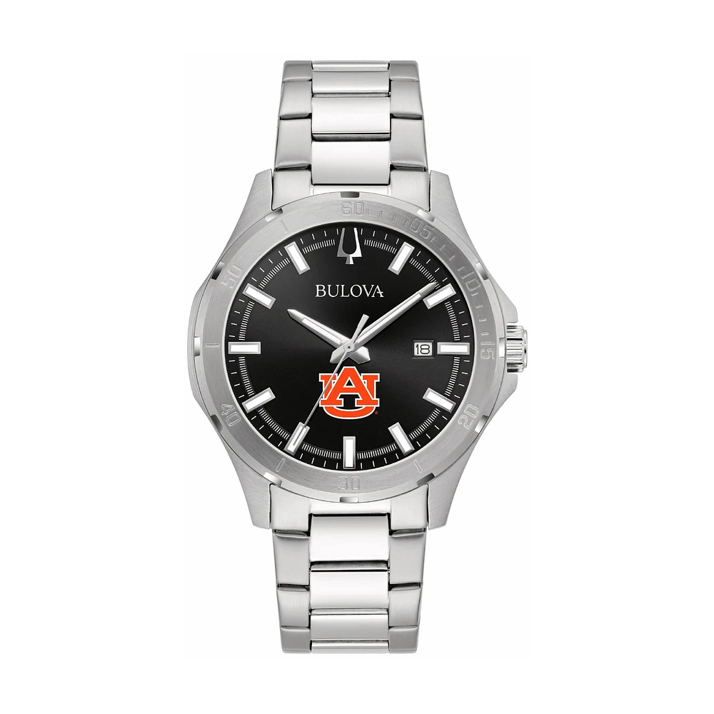 Men's Bulova Black Auburn Tigers Stainless Steel Classic Sport Watch