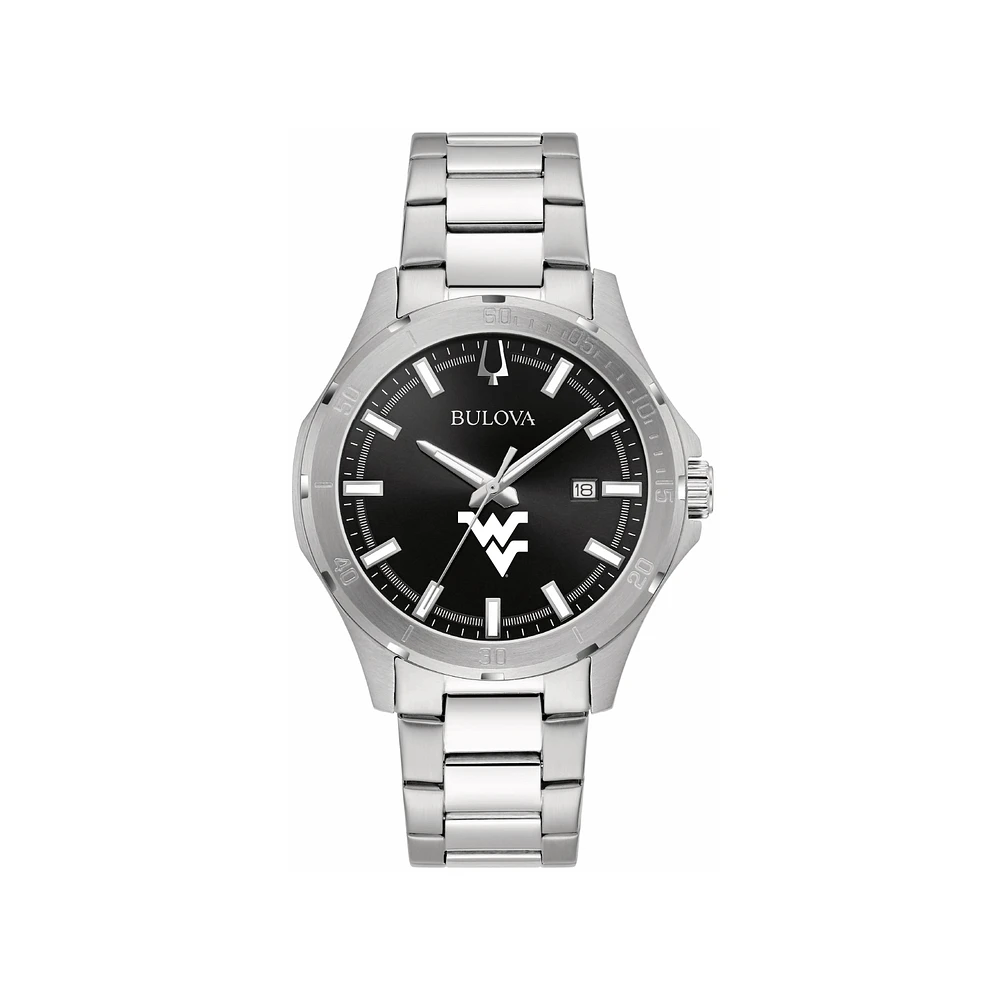 Men's Bulova Black West Virginia Mountaineers Stainless Steel Classic Sport Watch