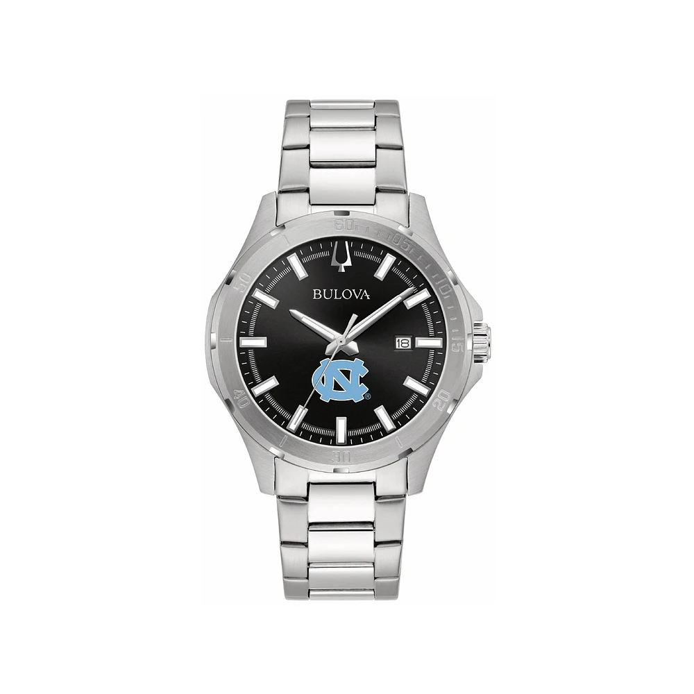 Men's Bulova Black North Carolina Tar Heels Stainless Steel Classic Sport Watch