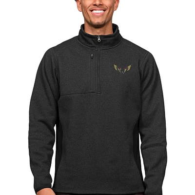 Men's Antigua Heather Black Philadelphia Wings Course Quarter-Zip Pullover Top