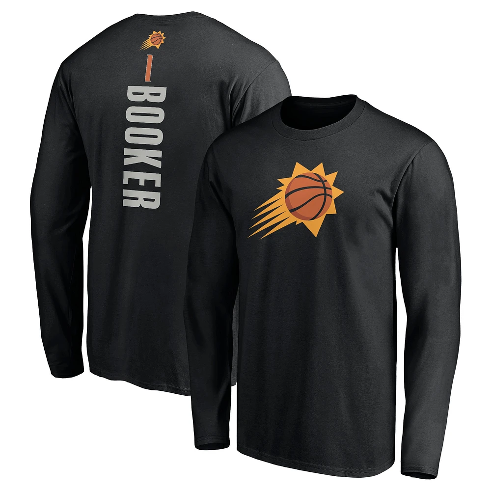 Men's Devin Booker Black Phoenix Suns Playmaker Name & Number Long Sleeve T-Shirt