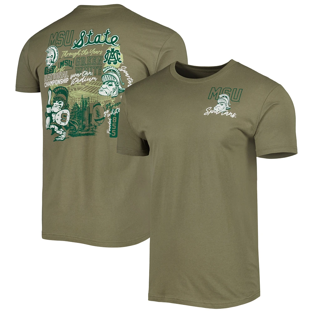 Men's Green Michigan State Spartans Vintage Through the Years Two-Hit T-Shirt