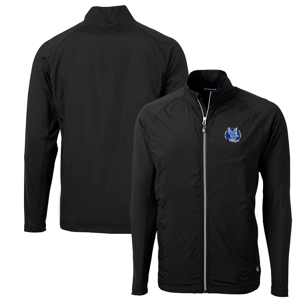 Men's Cutter & Buck Black Air Force Falcons Adapt Eco Knit Hybrid Recycled Full-Zip Jacket