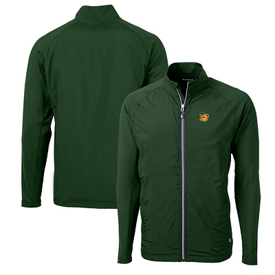 Men's Cutter & Buck Green Baylor Bears Adapt Eco Knit Hybrid Recycled Full-Zip Logo Jacket