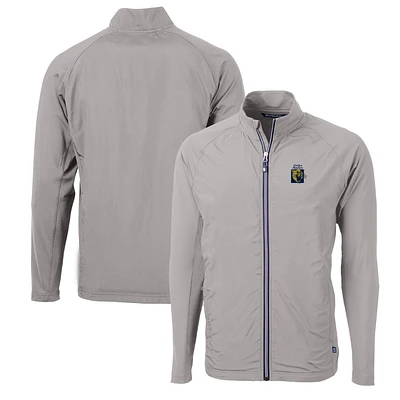 Men's Cutter & Buck Gray FIU Panthers Adapt Eco Knit Hybrid Recycled Full-Zip Jacket