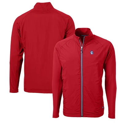 Men's Cutter & Buck Red Fresno State Bulldogs Adapt Eco Knit Hybrid Recycled Full-Zip Jacket