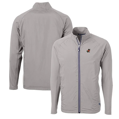Men's Cutter & Buck Gray Florida Gators Adapt Eco Knit Hybrid Recycled Full-Zip Jacket