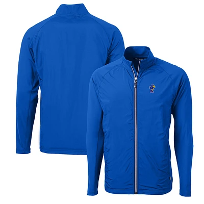 Men's Cutter & Buck Royal Kansas Jayhawks Adapt Eco Knit Hybrid Recycled Full-Zip Jacket