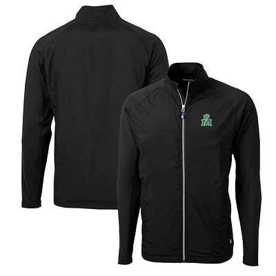 Men's Cutter & Buck Marshall Thundering Herd Adapt Eco Knit Hybrid Recycled Full-Zip Jacket