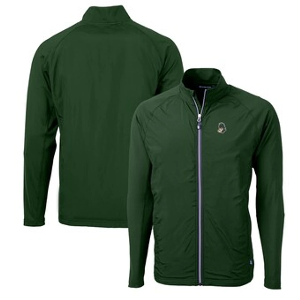 Men's Cutter & Buck Green Michigan State Spartans Adapt Eco Knit Hybrid Recycled Full-Zip Logo Jacket
