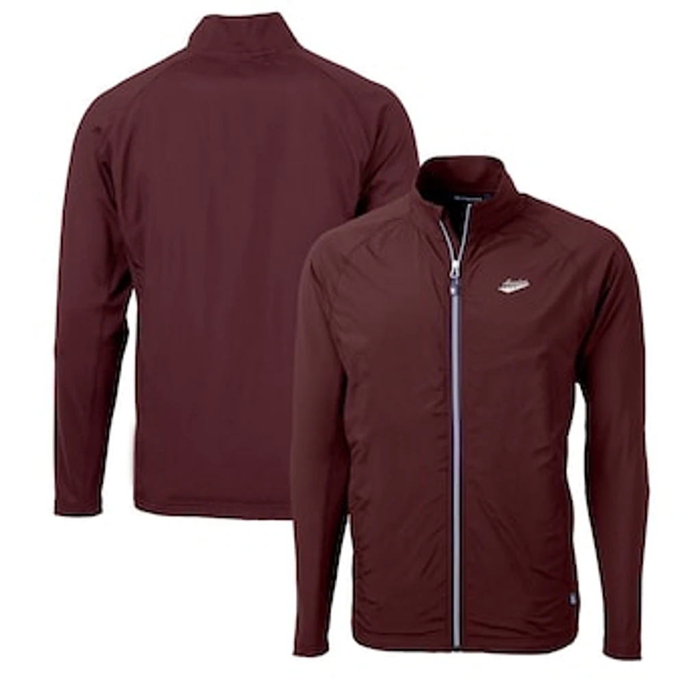 Men's Cutter & Buck Burgundy New Mexico State Aggies Adapt Eco Knit Hybrid Recycled Full-Zip Jacket