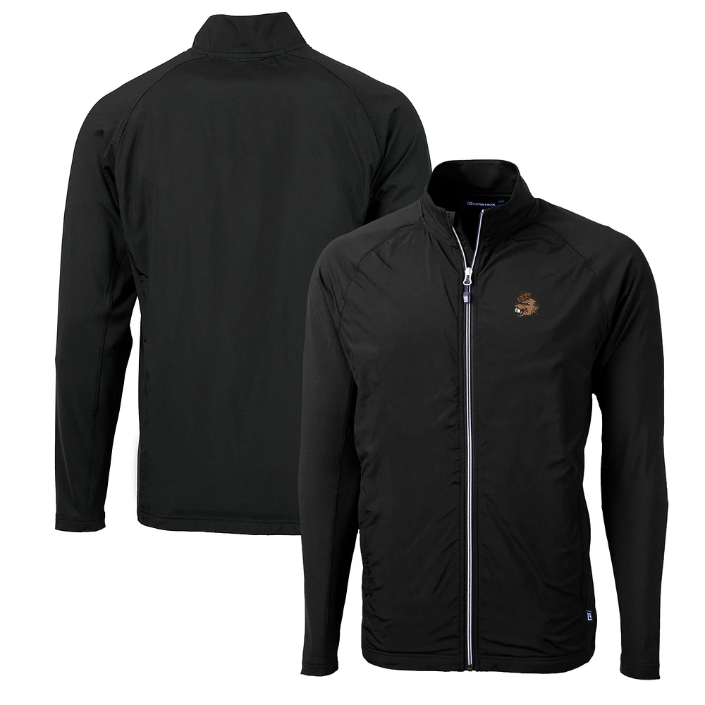 Men's Cutter & Buck Black Oregon State Beavers Adapt Eco Knit Hybrid Recycled Full-Zip Jacket
