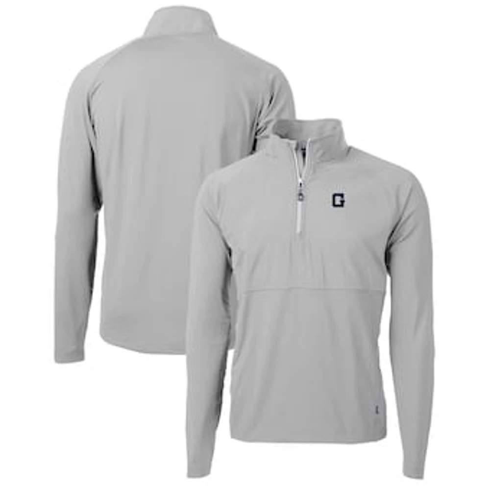 Men's Cutter & Buck Gray Georgetown Hoyas Adapt Eco Knit Hybrid Recycled Quarter-Zip Pullover Top